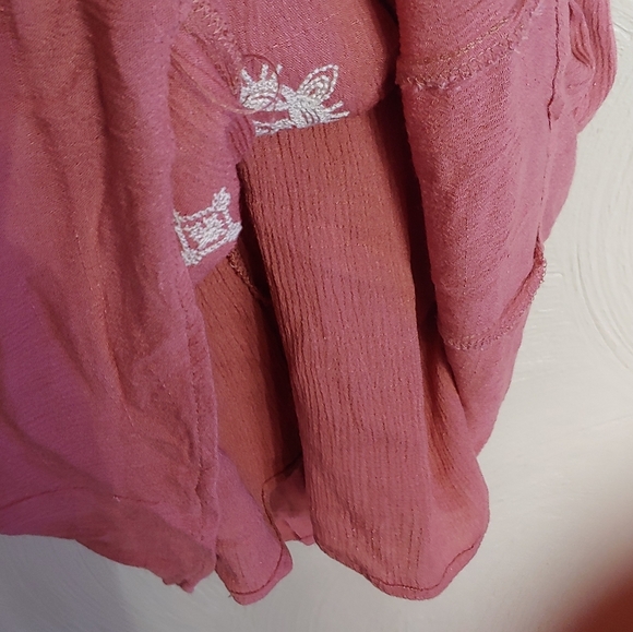 Francesca's Blue Rain Blush Pink Embroidered Dress Size Women's Medium - Picture 9 of 12